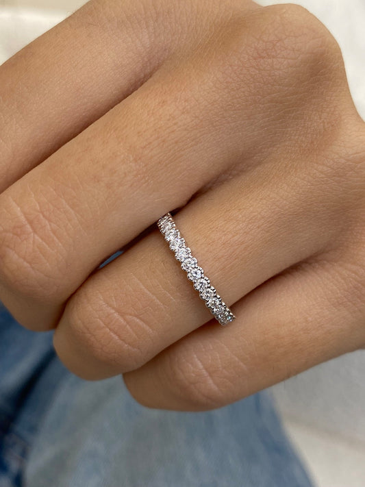 0.31 TCW Round Moissanite Half Eternity Wedding Band - farrellouise