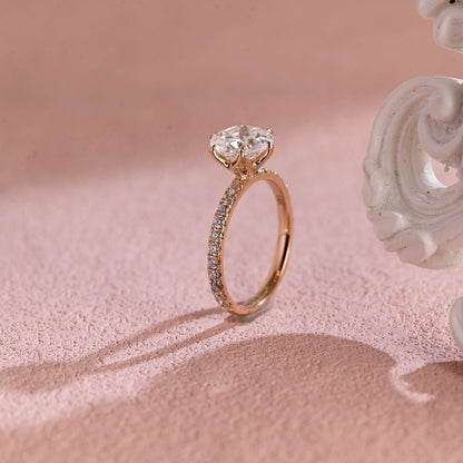 1.0 CT Round Moissanite Pave Setting Engagement Ring - farrellouise