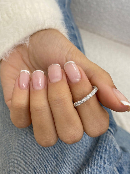 0.31 TCW Round Moissanite Half Eternity Wedding Band - farrellouise