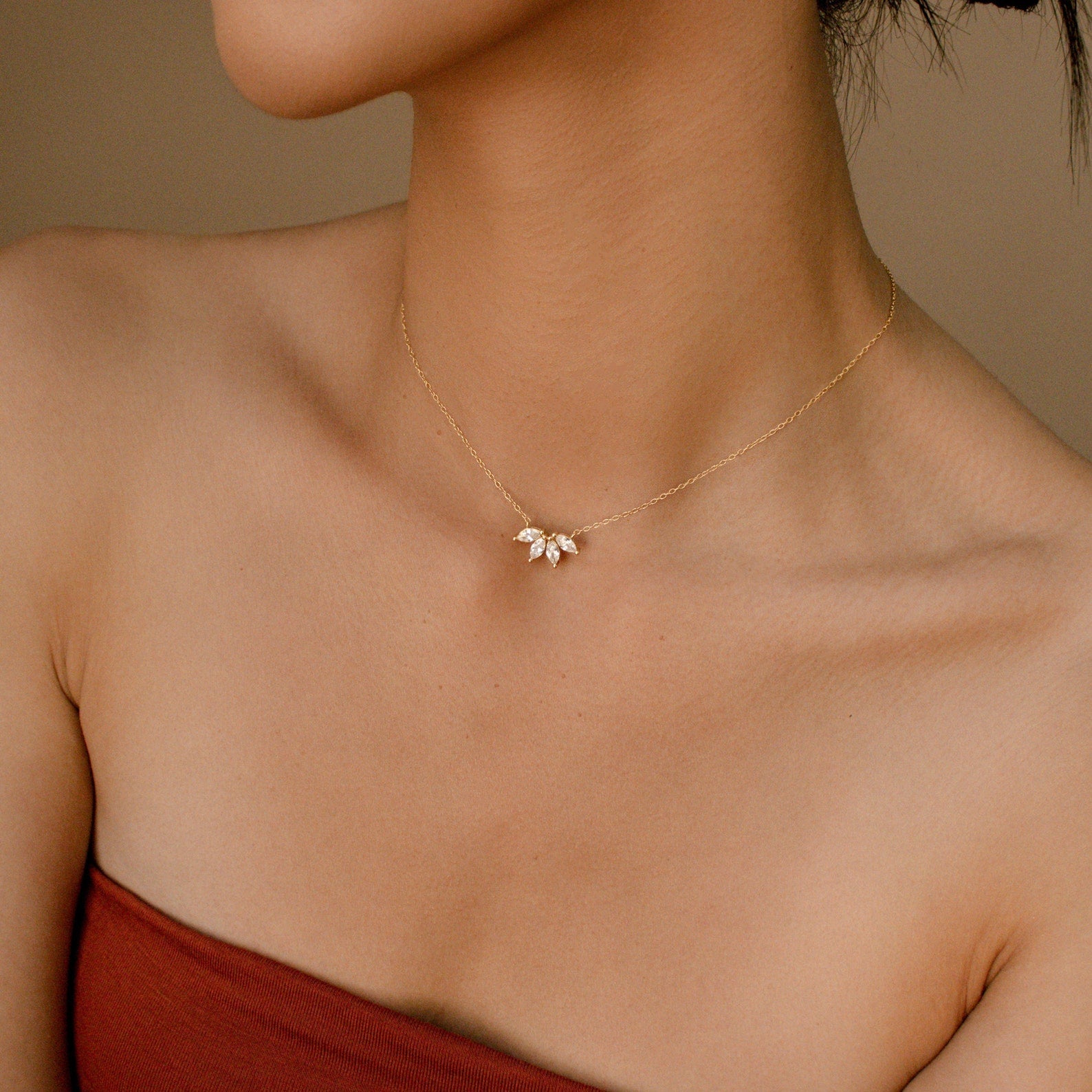 0.20 TCW Marquise Moissanite Minimalsit Necklace - farrellouise