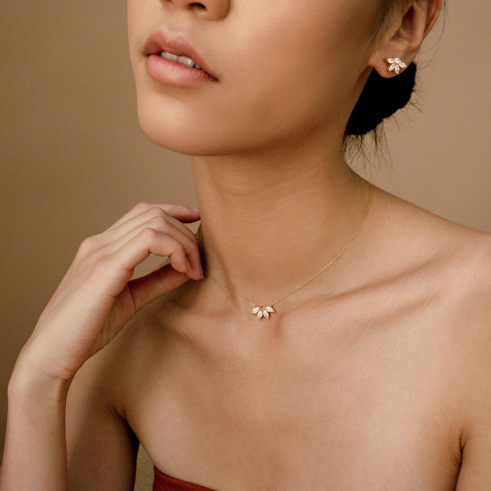 0.20 TCW Marquise Moissanite Minimalsit Necklace - farrellouise