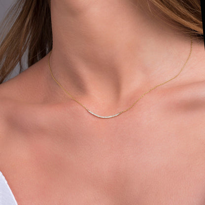 0.18 TCW Round Moissanite Curved Bar Necklace - farrellouise
