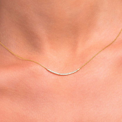 0.18 TCW Round Moissanite Curved Bar Necklace - farrellouise