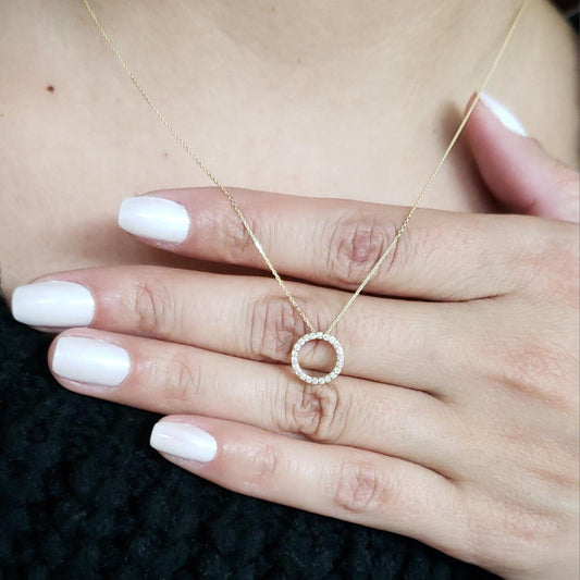 0.13 TCW Round Moissanite Open Circle Necklace for Women - farrellouise