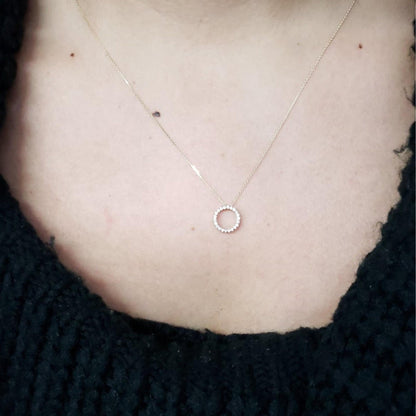 0.13 TCW Round Moissanite Open Circle Necklace for Women - farrellouise
