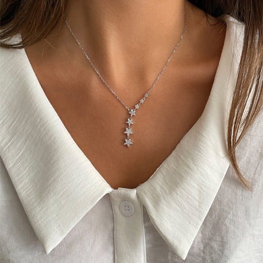 0.10 TCW Round Moissanite Star Lariat Necklace - farrellouise