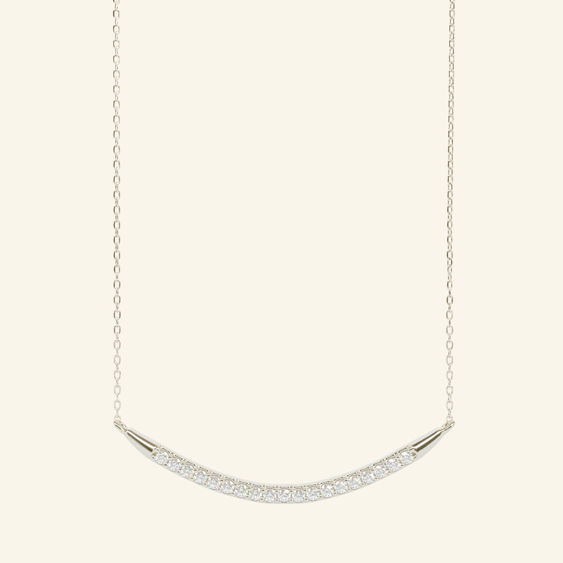 0.18 TCW Round Moissanite Curved Bar Necklace - farrellouise