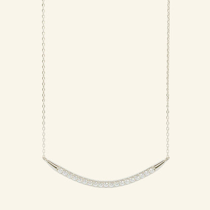 0.18 TCW Round Moissanite Curved Bar Necklace - farrellouise