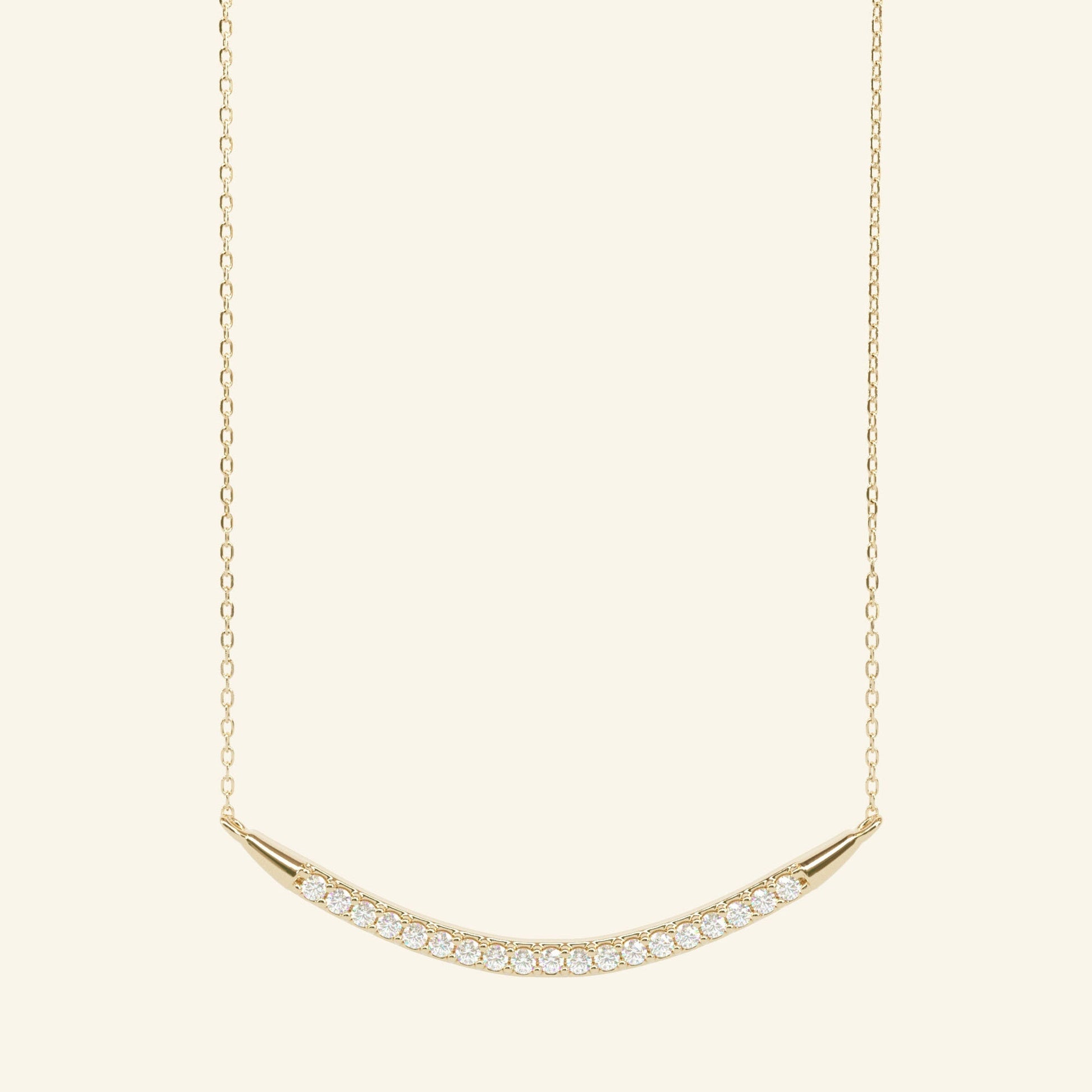 0.18 TCW Round Moissanite Curved Bar Necklace - farrellouise