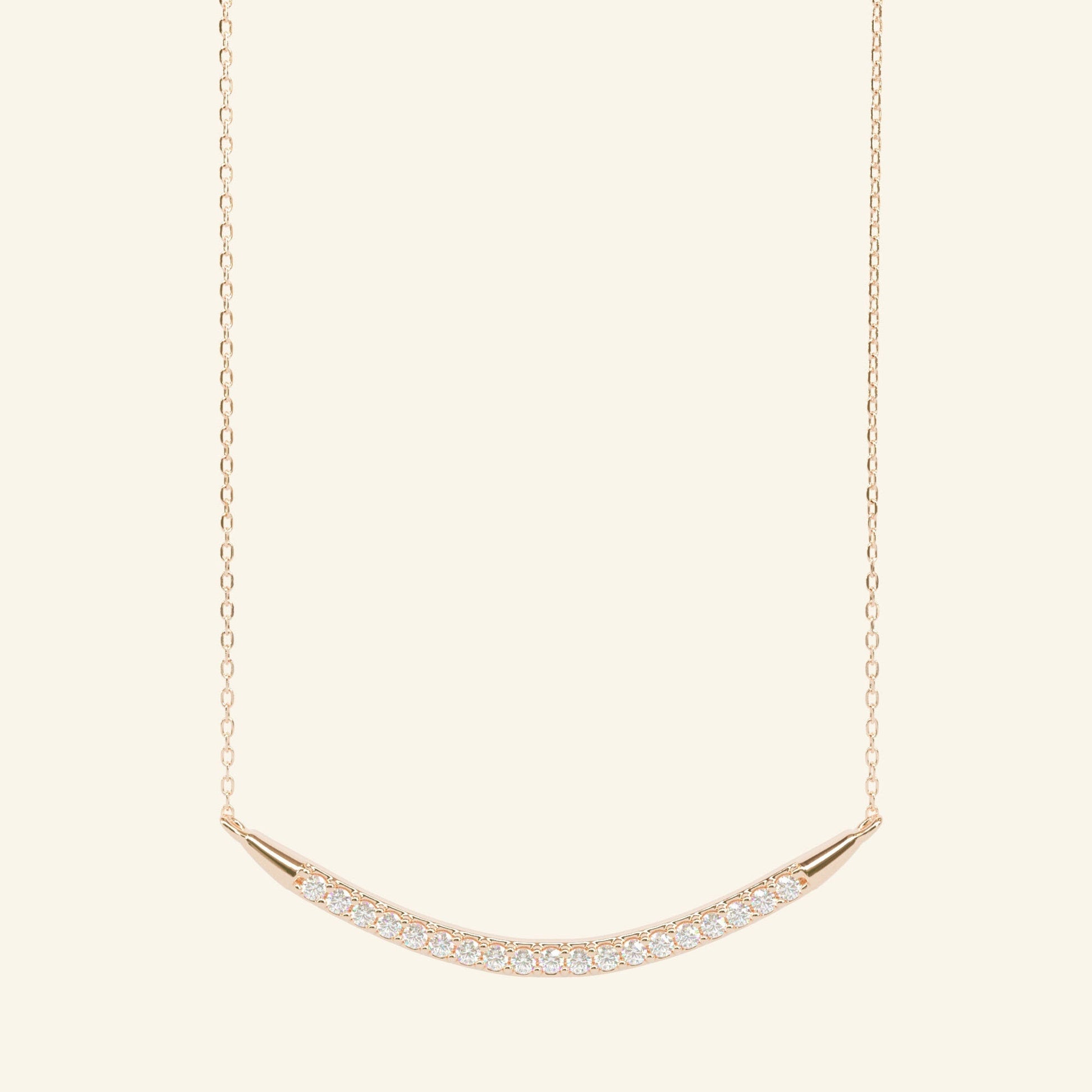 0.18 TCW Round Moissanite Curved Bar Necklace - farrellouise