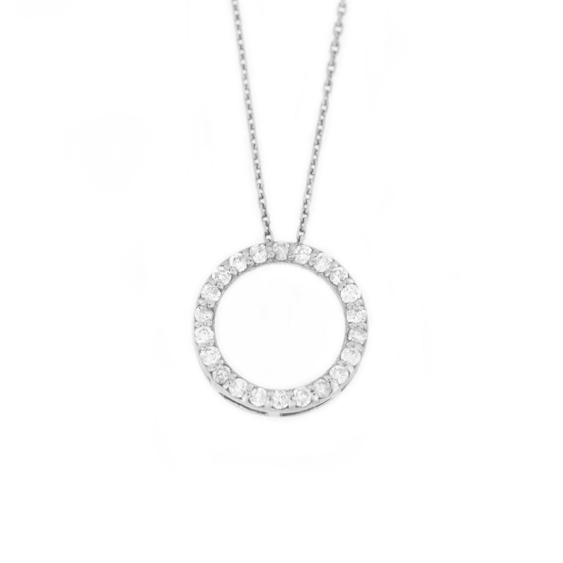 0.13 TCW Round Moissanite Open Circle Necklace for Women - farrellouise