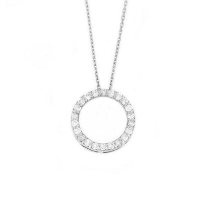 0.13 TCW Round Moissanite Open Circle Necklace for Women - farrellouise