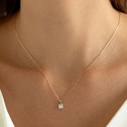 0.18 TCW Round & Baguette Moissanite Square Necklace - farrellouise