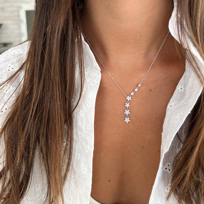 0.10 TCW Round Moissanite Star Lariat Necklace - farrellouise