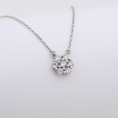0.21 TCW Round Moissanite Flower Pendant Necklace - farrellouise