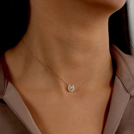 0.10 TCW Round Moissanite Tiny Horseshoe Necklace - farrellouise