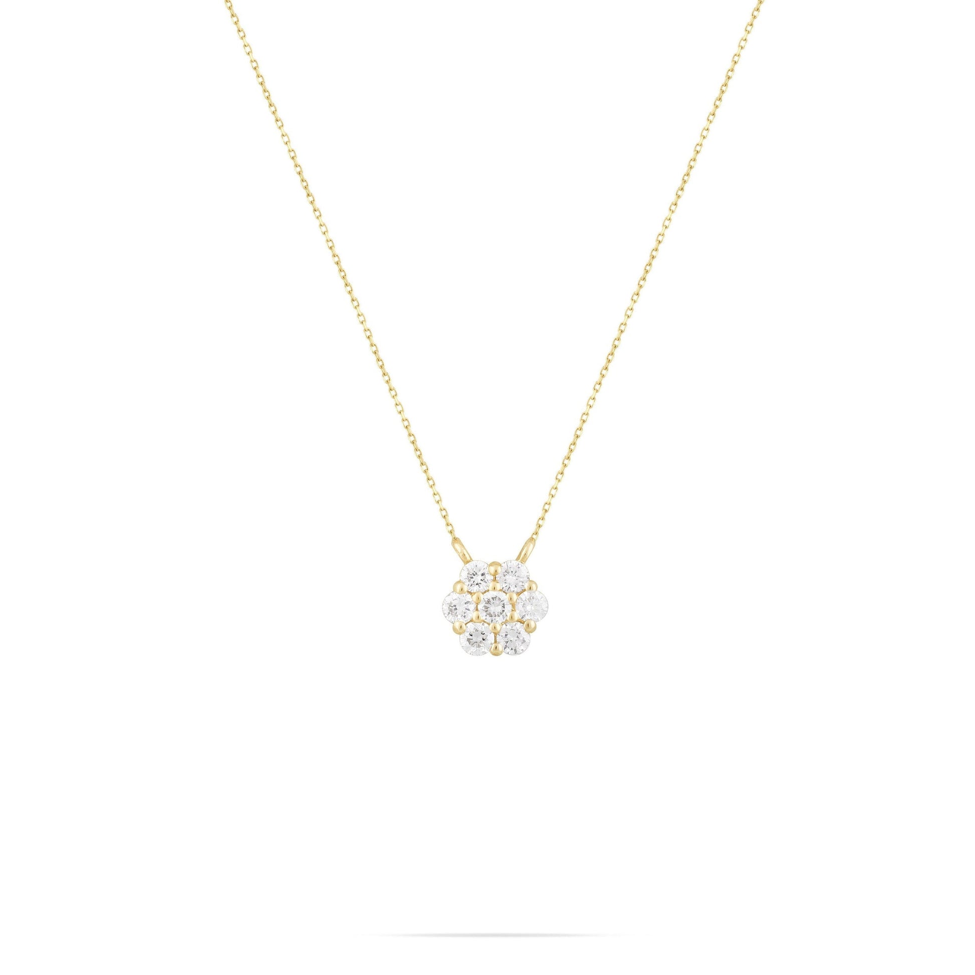 0.21 TCW Round Moissanite Flower Pendant Necklace - farrellouise