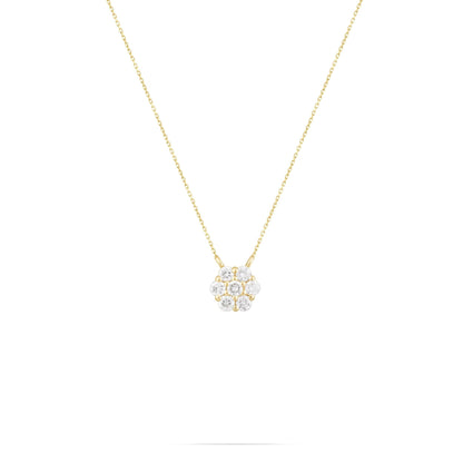 0.21 TCW Round Moissanite Flower Pendant Necklace - farrellouise