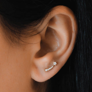 0.13 TCW Round Moissanite Diamond Ear Crawlers Earrings - farrellouise
