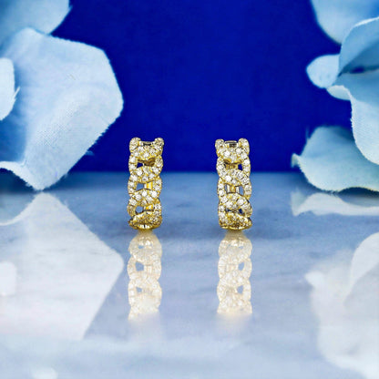 0.24 TCW Round Moissanite Diamond Link Hoop Earrings - farrellouise
