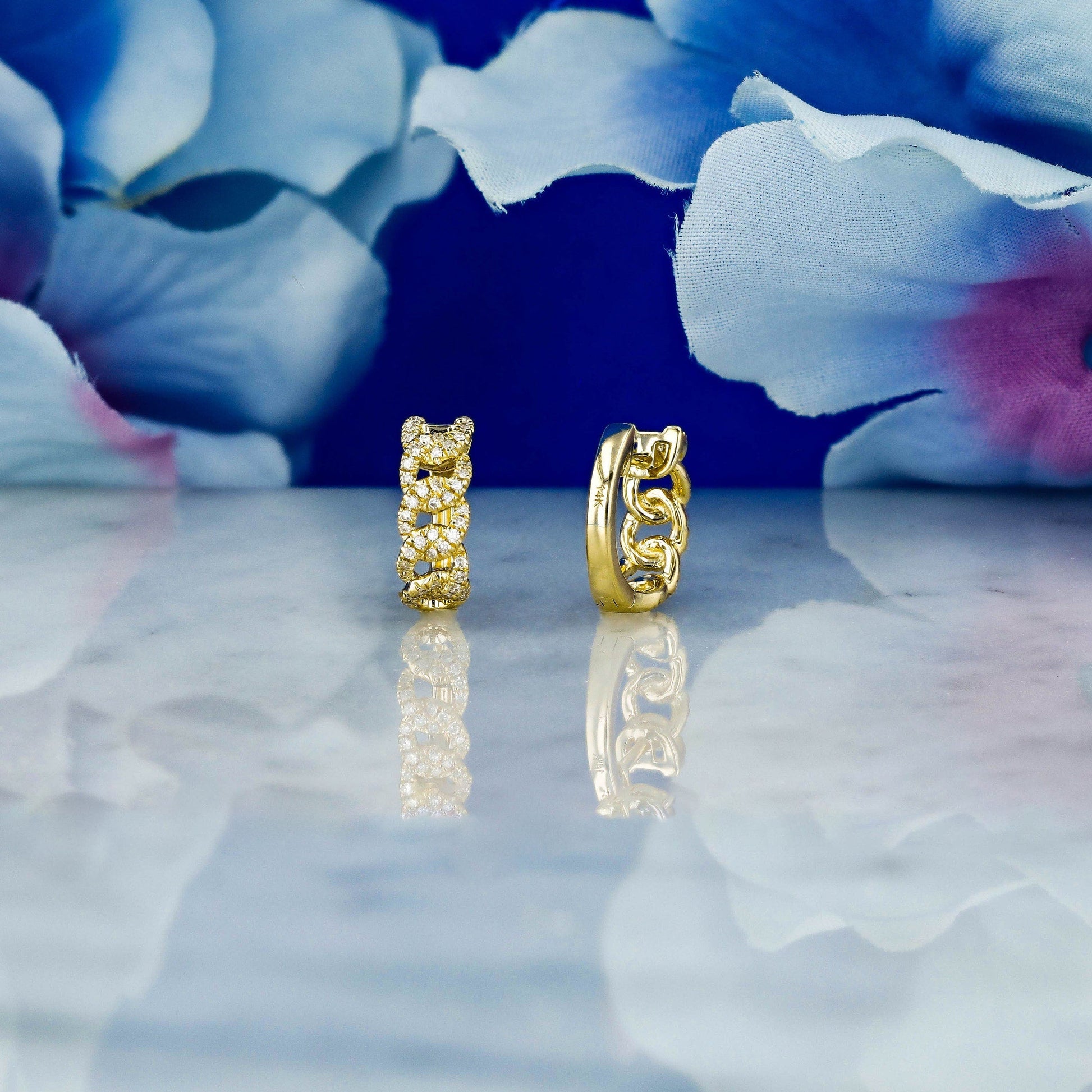 0.24 TCW Round Moissanite Diamond Link Hoop Earrings - farrellouise