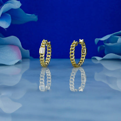 0.80 TCW Baguette Moissanite Diamond Huggie Hoop Earrings - farrellouise