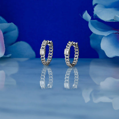 0.80 TCW Baguette Moissanite Diamond Huggie Hoop Earrings - farrellouise