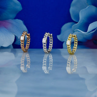 0.80 TCW Baguette Moissanite Diamond Huggie Hoop Earrings - farrellouise