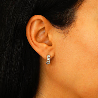 0.24 TCW Round Moissanite Diamond Link Hoop Earrings - farrellouise