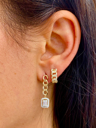 0.24 TCW Round Moissanite Diamond Link Hoop Earrings - farrellouise
