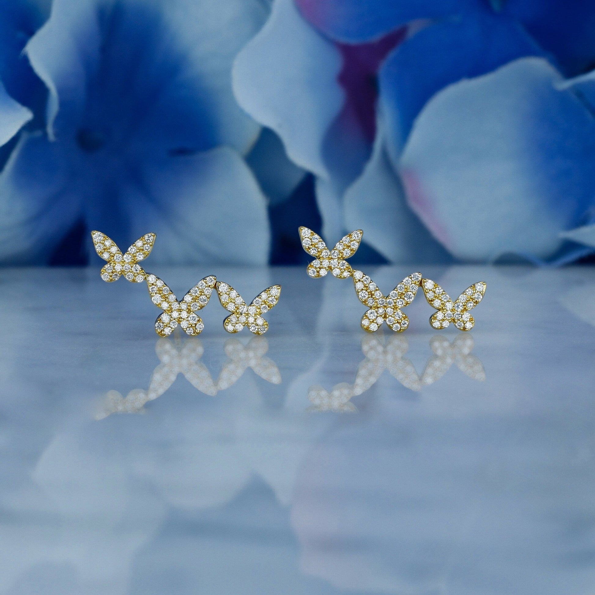 0.56 TCW Round Moissanite Diamond Ear Crawlers Earrings - farrellouise