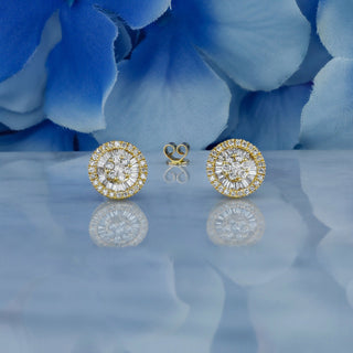 0.83 TCW Round & Baguette Moissanite Diamond Cluster Stud Earrings - farrellouise