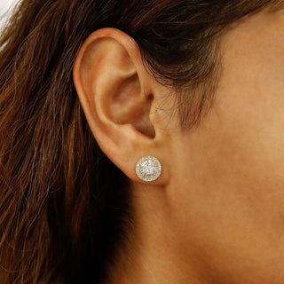 0.83 TCW Round & Baguette Moissanite Diamond Cluster Stud Earrings - farrellouise