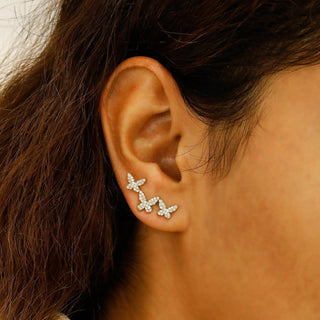 0.56 TCW Round Moissanite Diamond Ear Crawlers Earrings - farrellouise