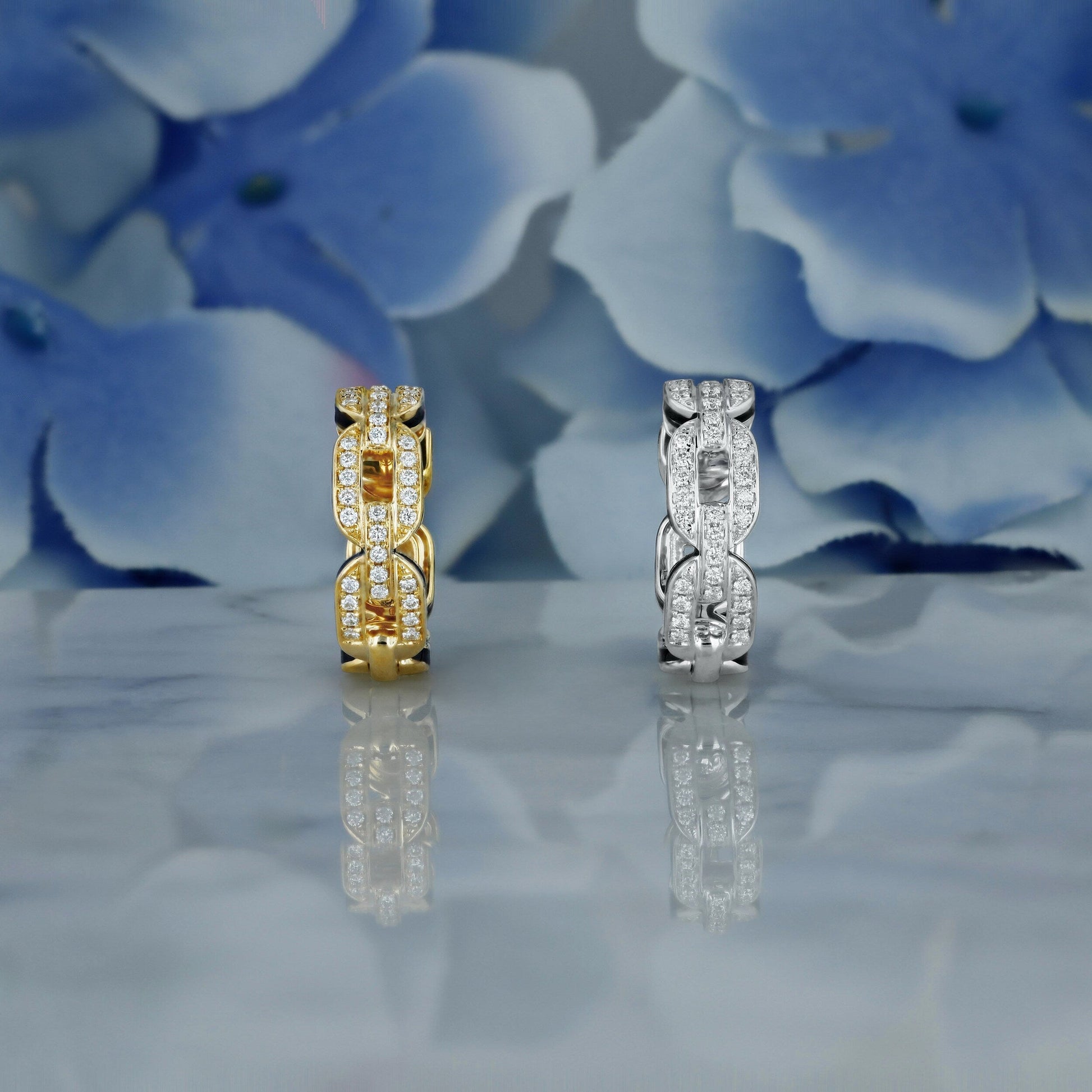0.45 TCW Round Moissanite Diamond Link Hoop Earrings - farrellouise