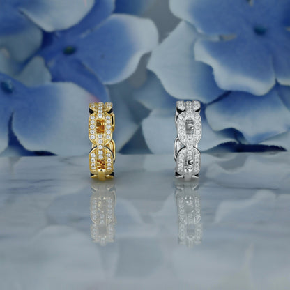 0.45 TCW Round Moissanite Diamond Link Hoop Earrings - farrellouise