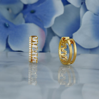 0.81 TCW Round & Baguette Moissanite Diamond Hoop Earrings - farrellouise