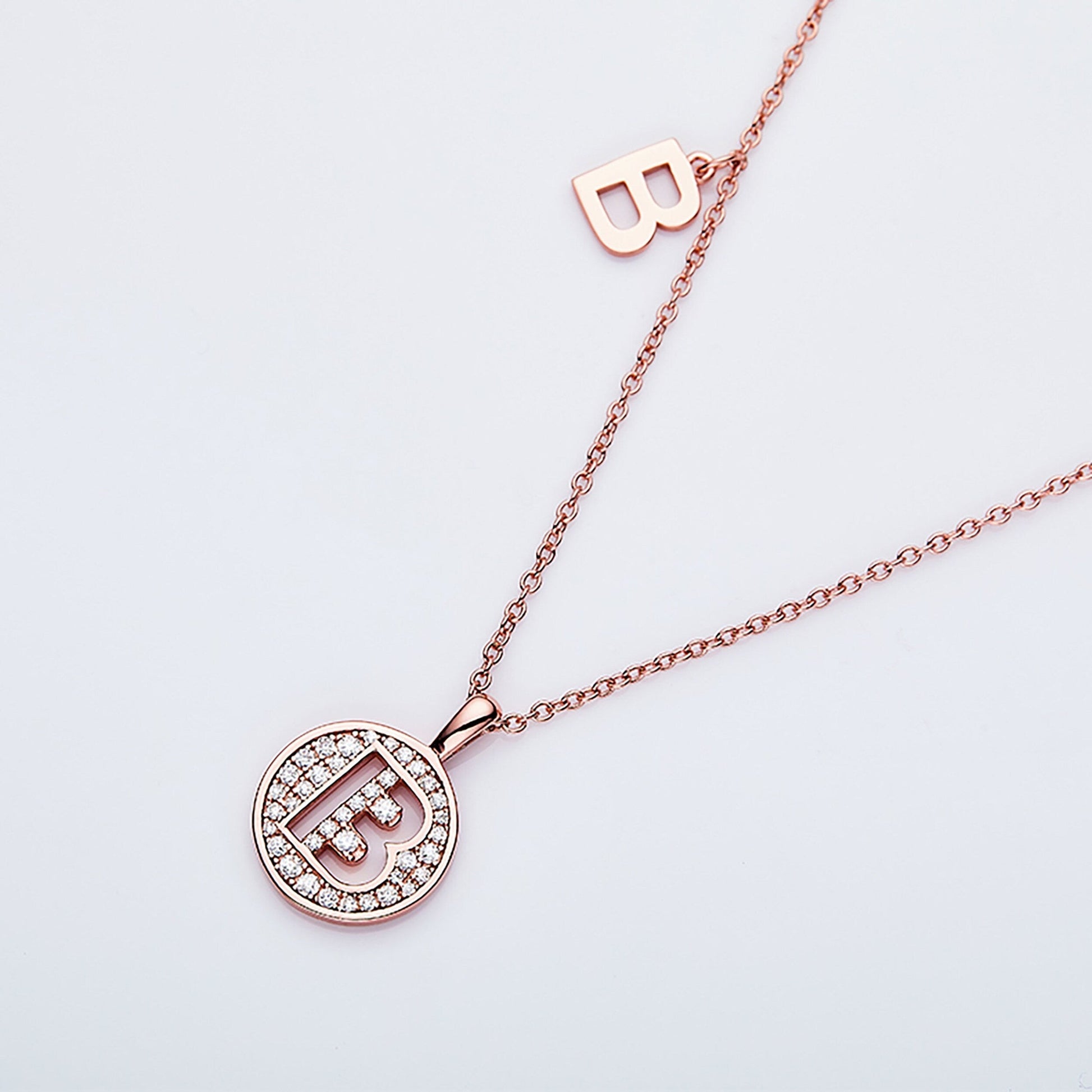 Customized "B" Letter Moissanite Diamond Necklace - farrellouise