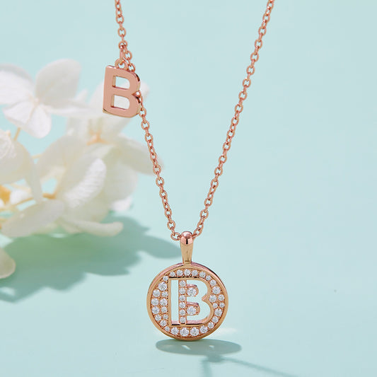 Customized "B" Letter Moissanite Diamond Necklace - farrellouise