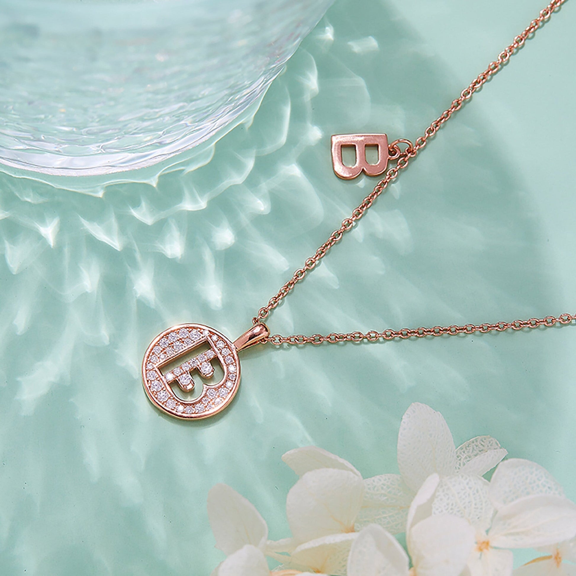 Customized "B" Letter Moissanite Diamond Necklace - farrellouise