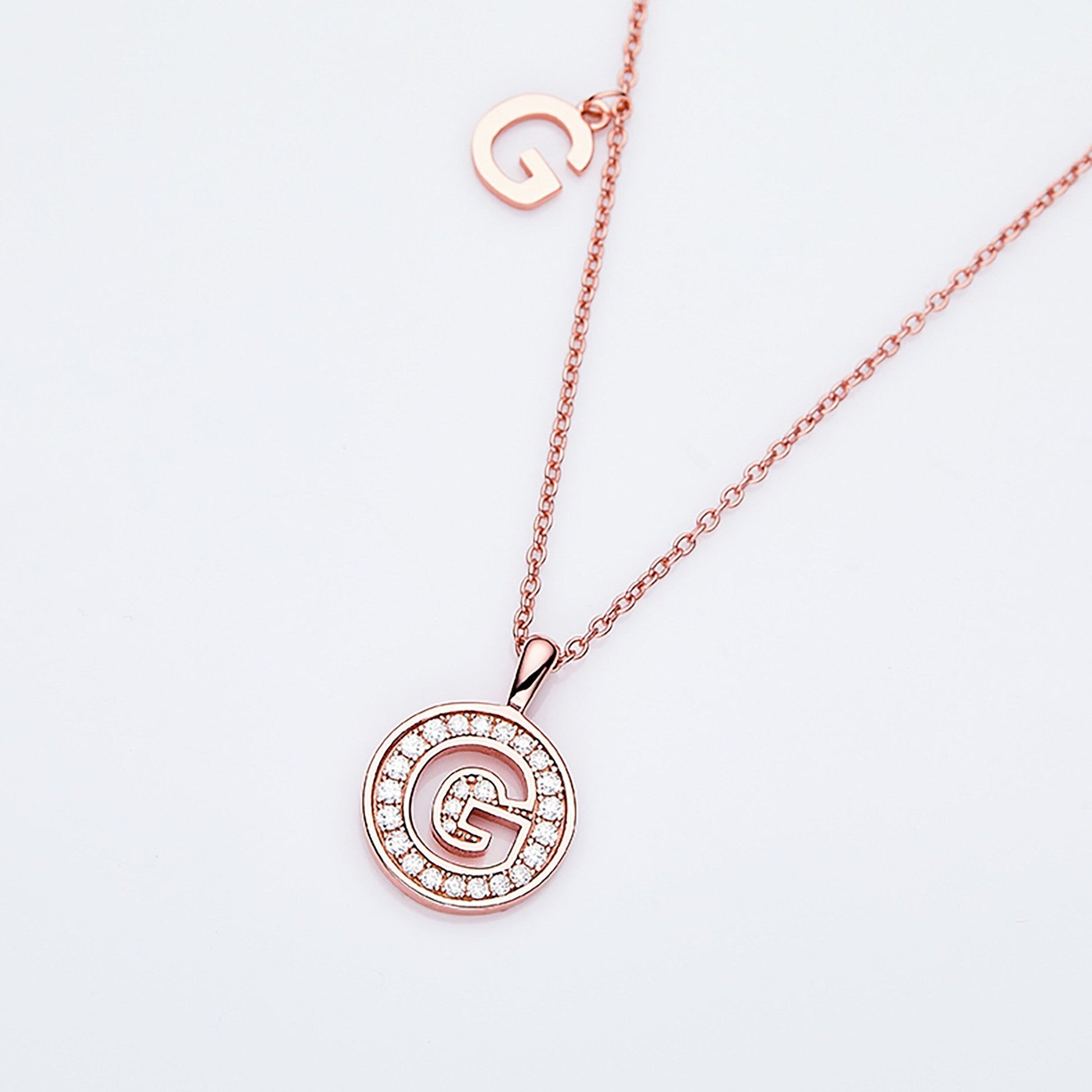 Customized "G" Letter Moissanite Diamond Necklace - farrellouise