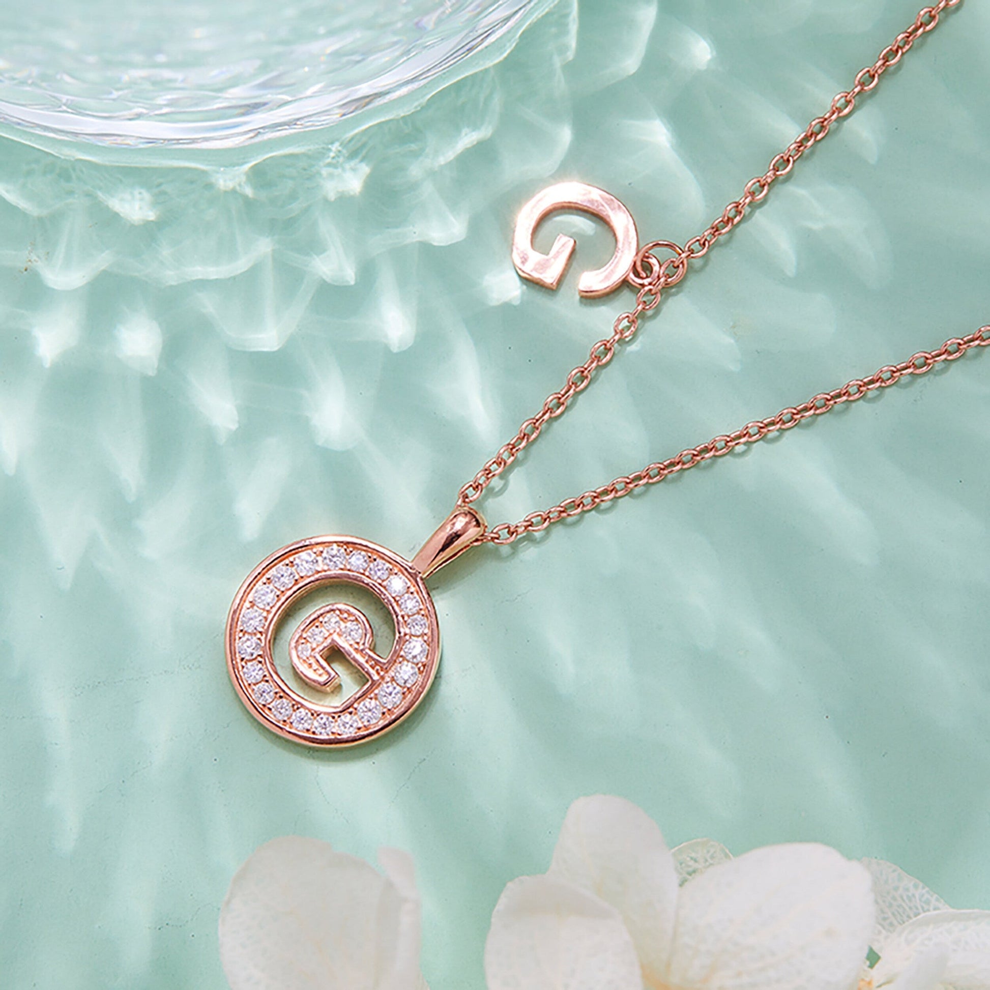 Customized "G" Letter Moissanite Diamond Necklace - farrellouise