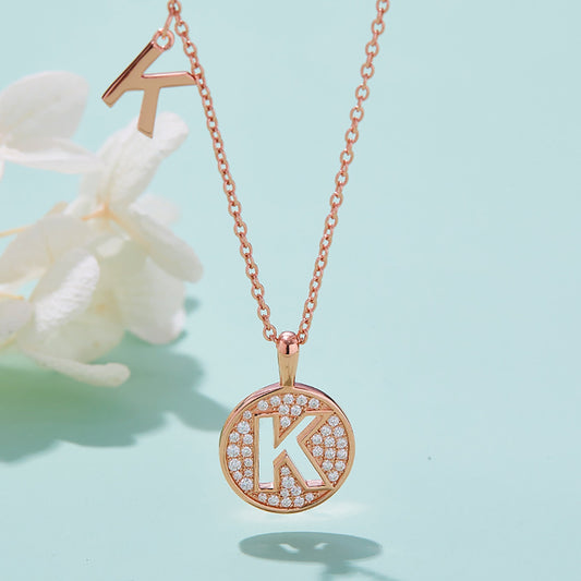 Customized "K" Letter Moissanite Diamond Necklace - farrellouise