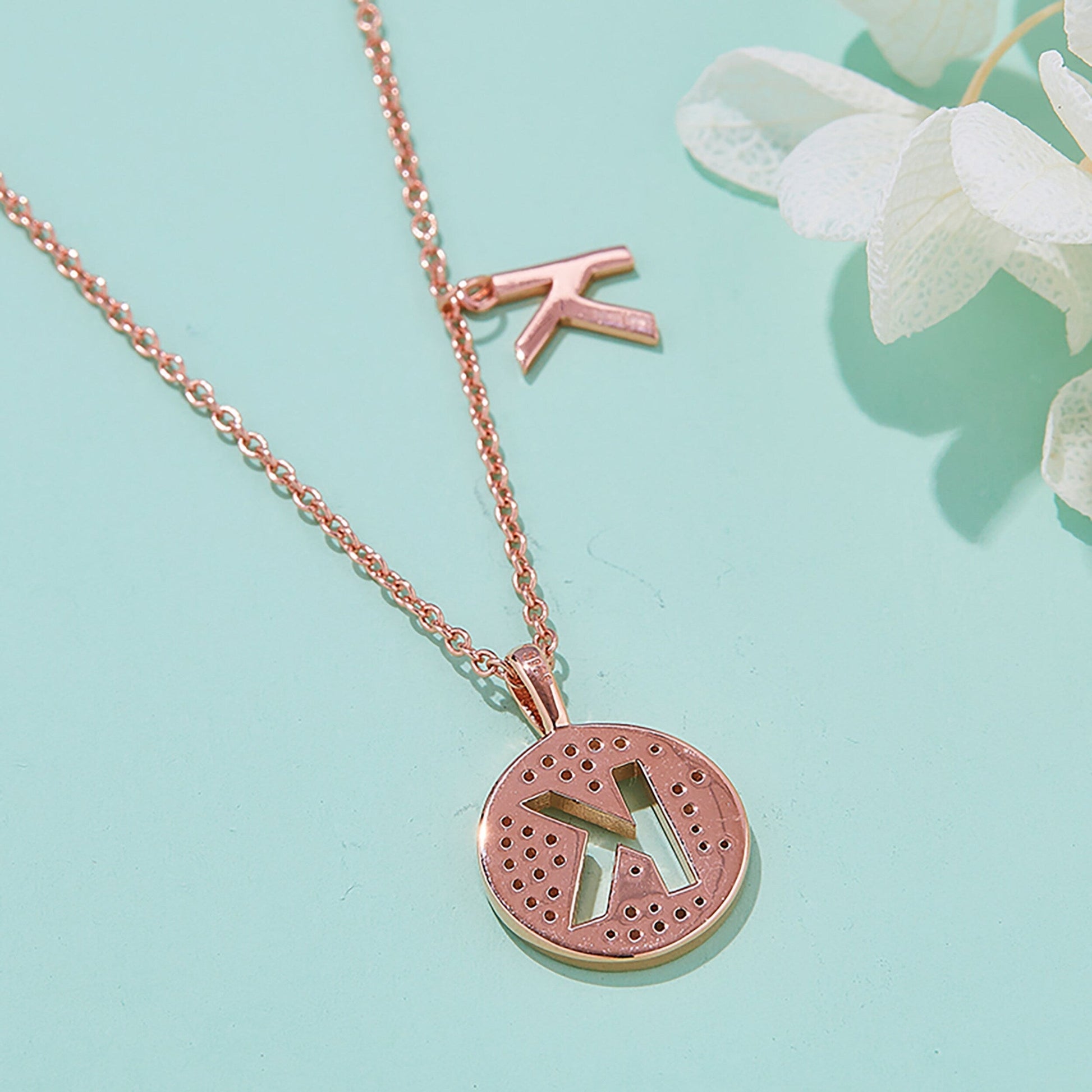 Customized "K" Letter Moissanite Diamond Necklace - farrellouise