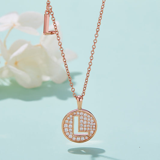 Customized "L" Letter Moissanite Diamond Necklace - farrellouise