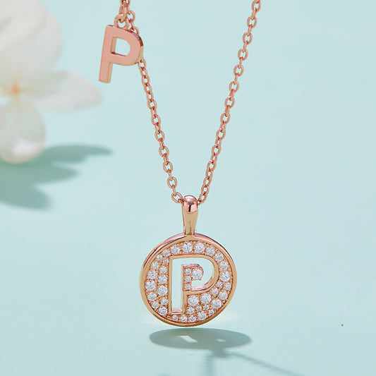 Customized "P" Letter Moissanite Diamond Necklace - farrellouise