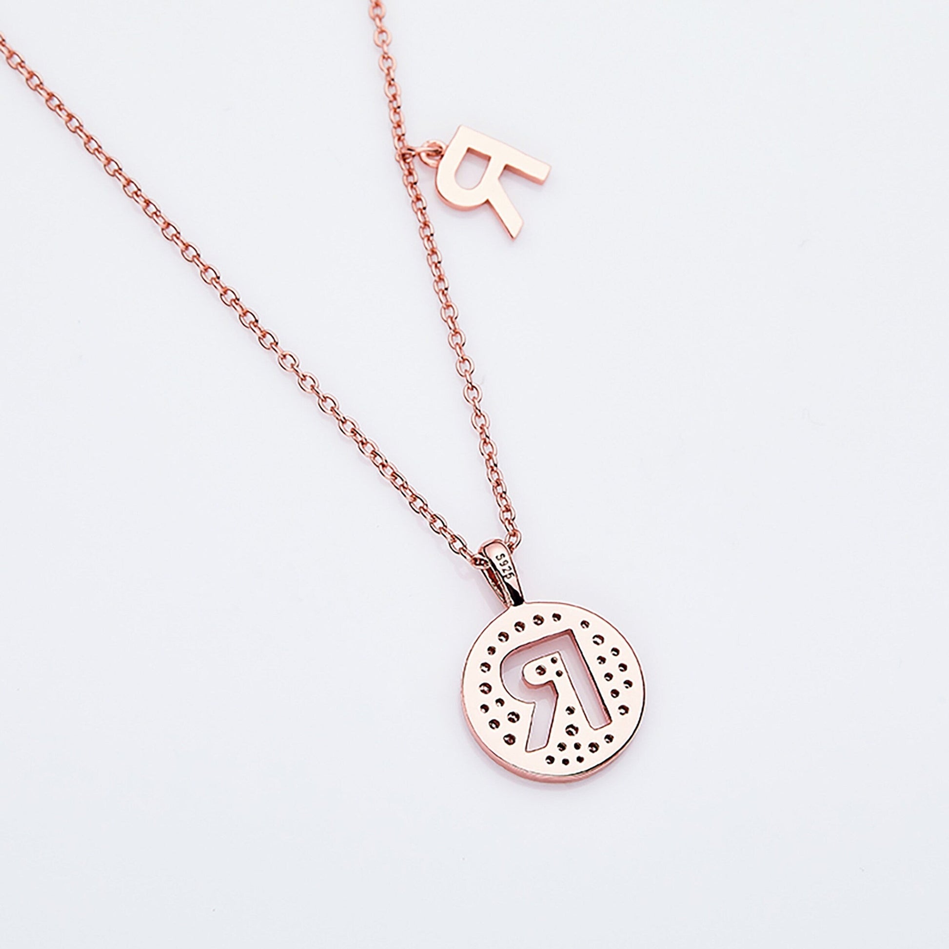 Customized "R" Letter Moissanite Diamond Necklace - farrellouise