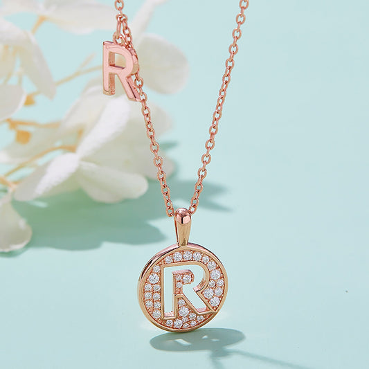 Customized "R" Letter Moissanite Diamond Necklace - farrellouise