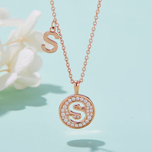 Customized "S" Letter Moissanite Diamond Necklace - farrellouise