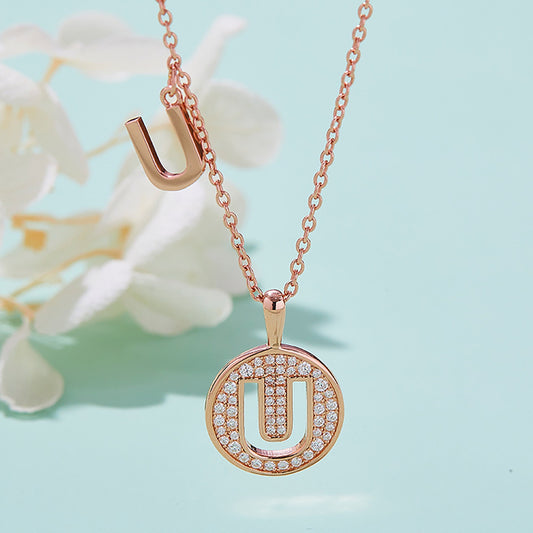 Customized "U" Letter Moissanite Diamond Necklace - farrellouise